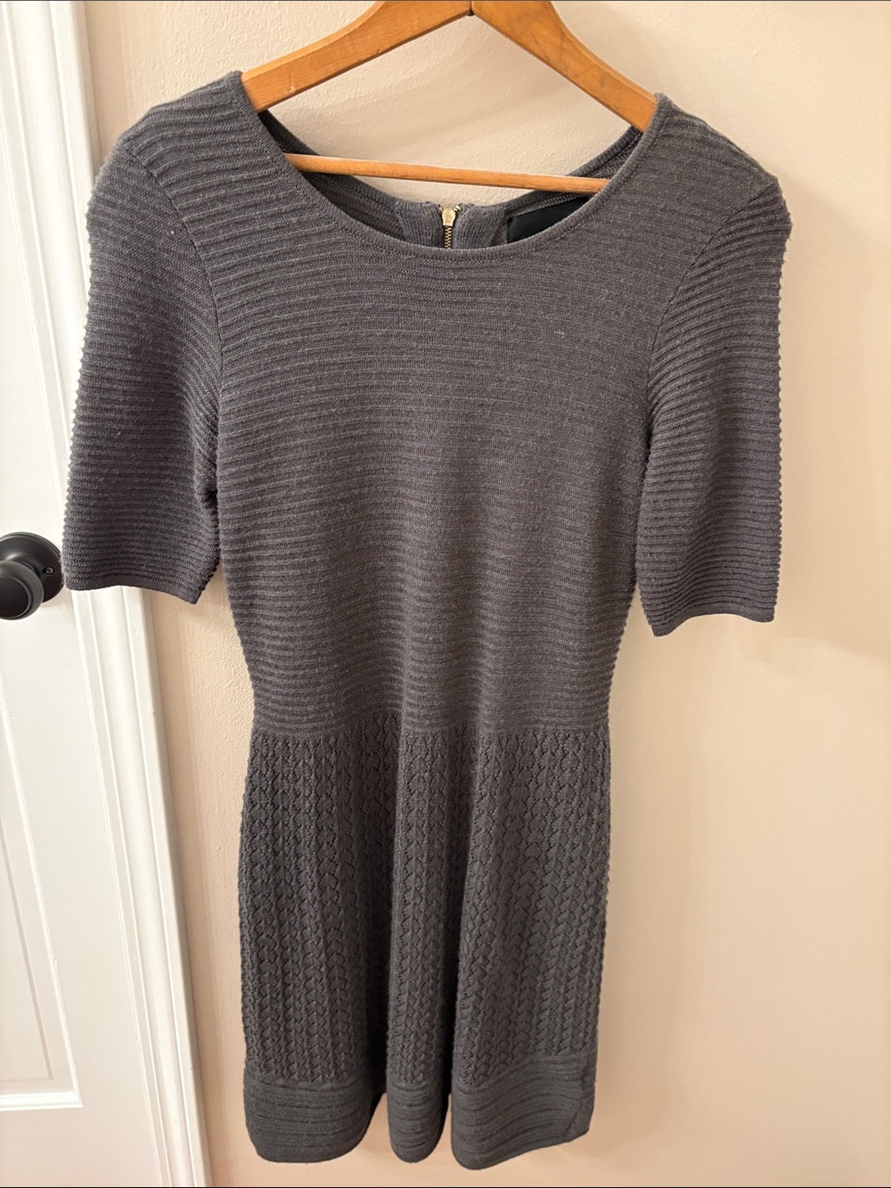 Cynthia Rowley Charcoal Knit Short-Sleeve Dress